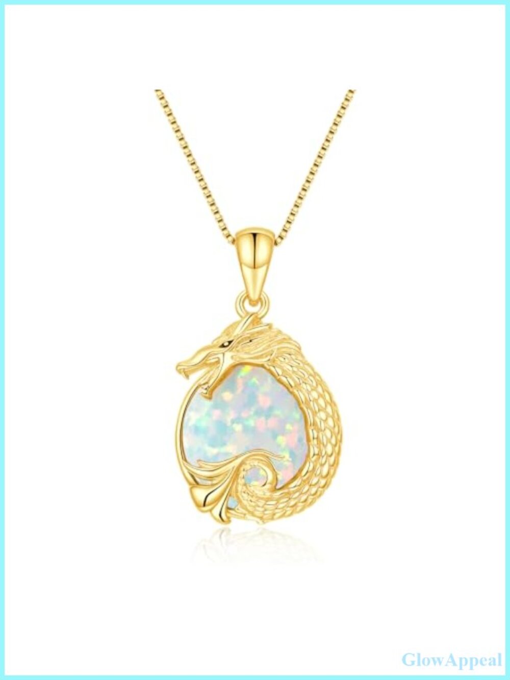 14K Yellow Gold Plated Dragon Opal Pendant Necklace 17.7"